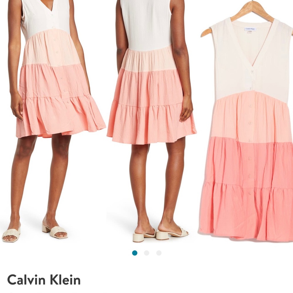 Calvin Klein coral button down dress